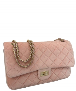Quilted Suede Crossbody Bag 6703 PINK